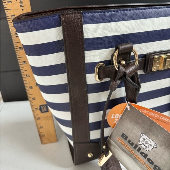 Carry and Conceal Bag Purse Navy Blue and White with Black trim BULLDOG Cases - Picture 9 of 12